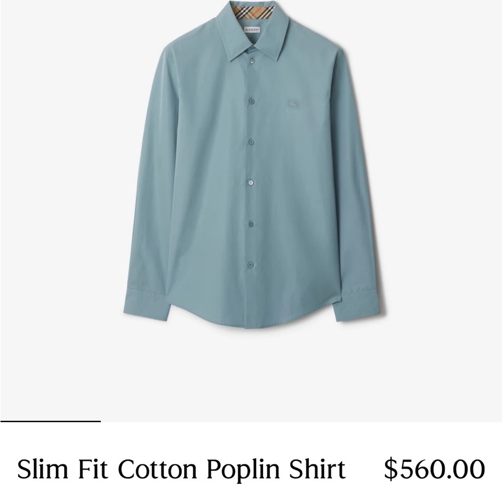 Men's Blue Slim Fit Burberry Button Up